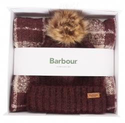 Ensemble bonnet et &eacute;charpe tartan Barbour saltburn Cabernet